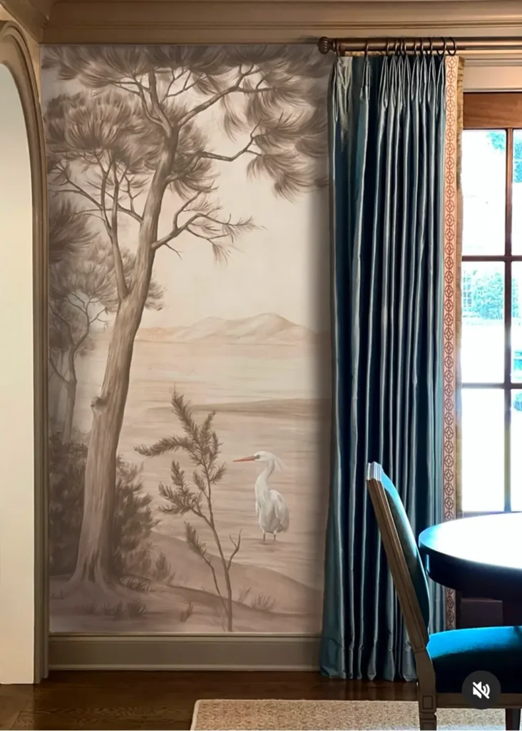 Papier peint à la main ou fresque murale de la collection Âme du Bassin, pour salon, restaurant ou hôtel